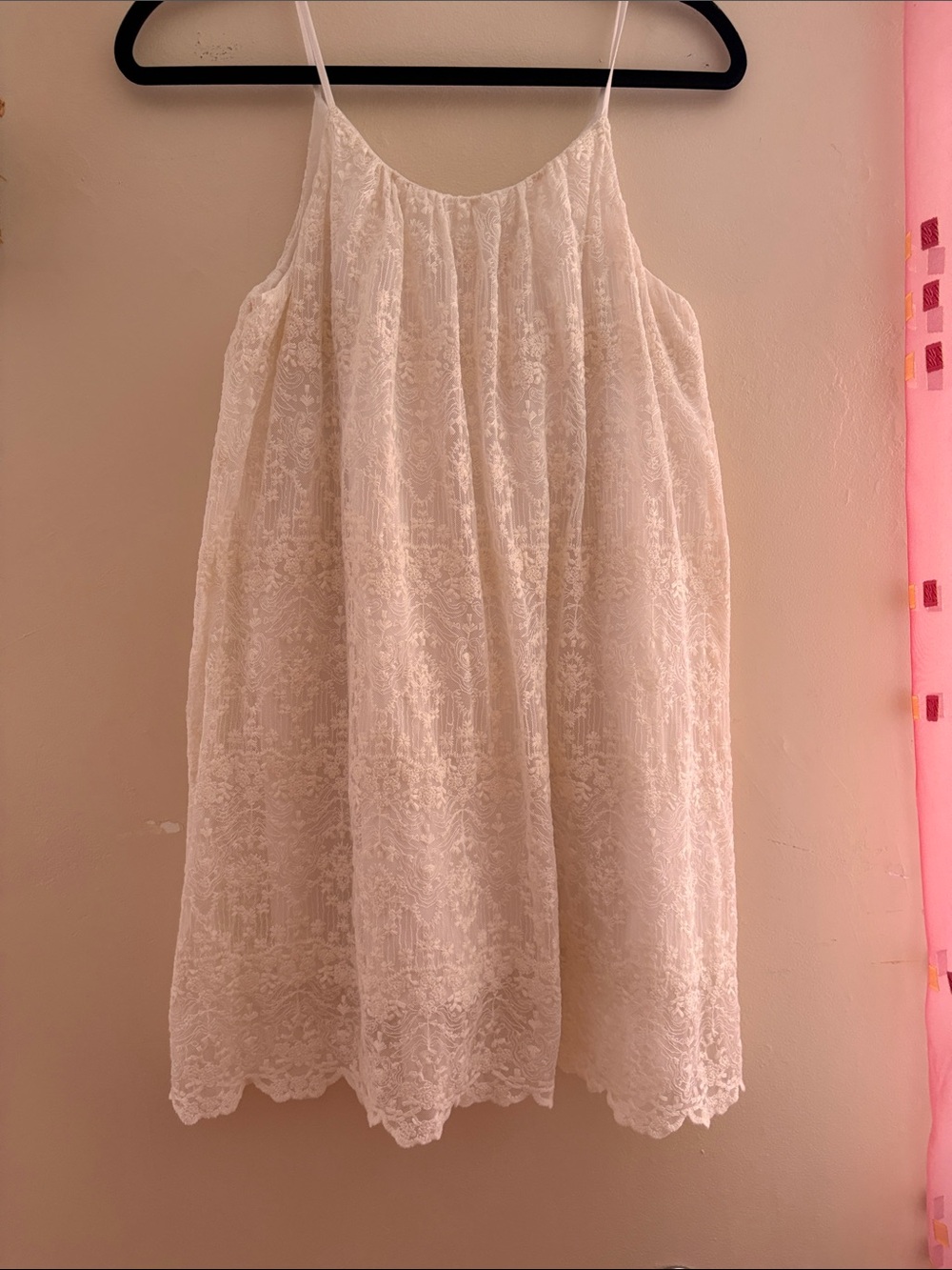 Zara Ivory Lace Spaghetti-Strap Party Dress
